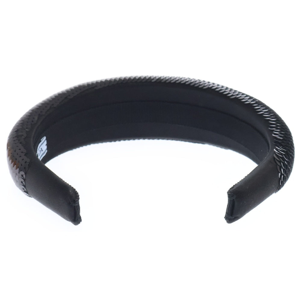 PRADA(プラダ) 24AW Satin Sequin Embellished Headband スパンコール ロゴ入り カチューシャ ヘッドバンド ブラック