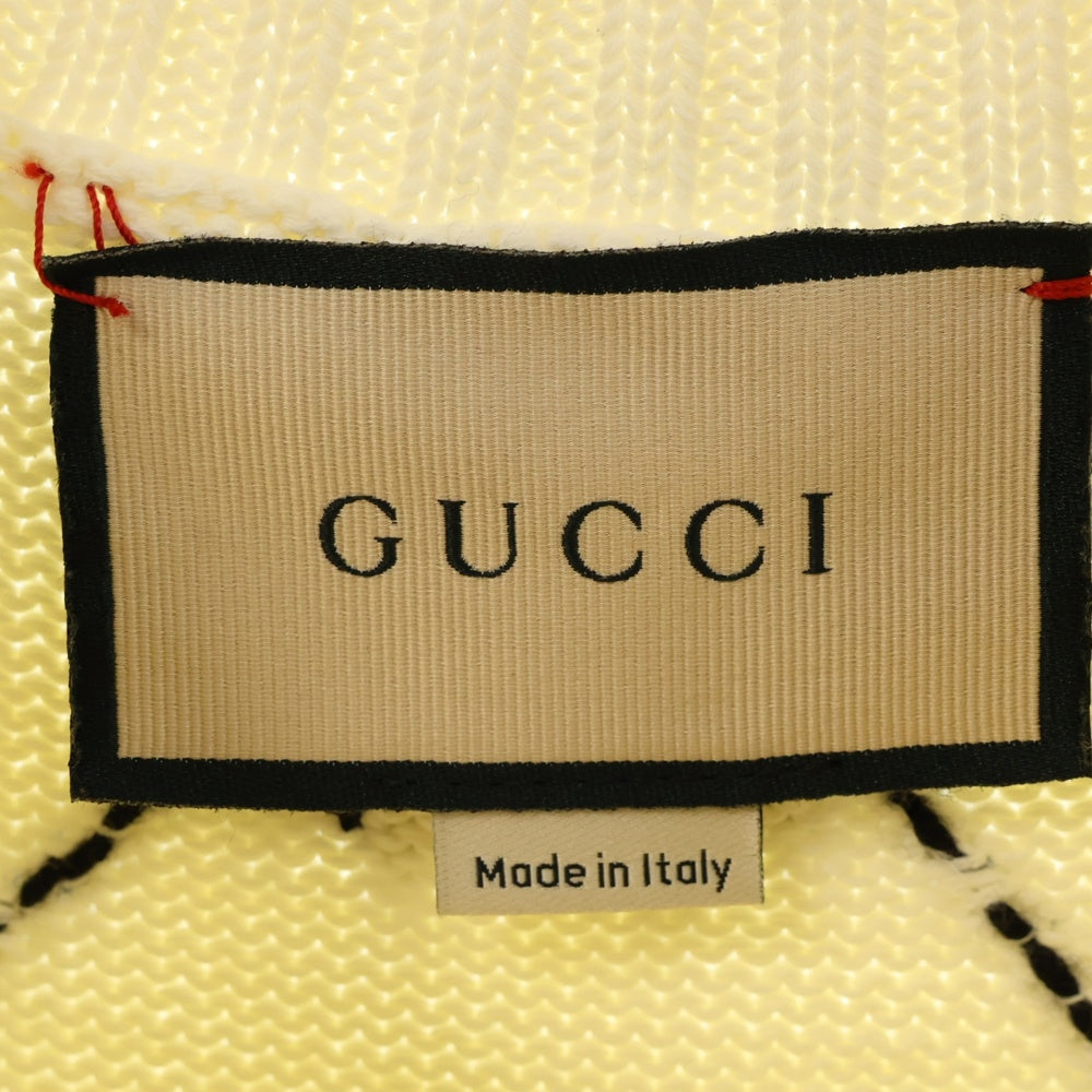 GUCCI(グッチ) GGリボン付 クルーネック ニットベスト ホワイト レディース 657846