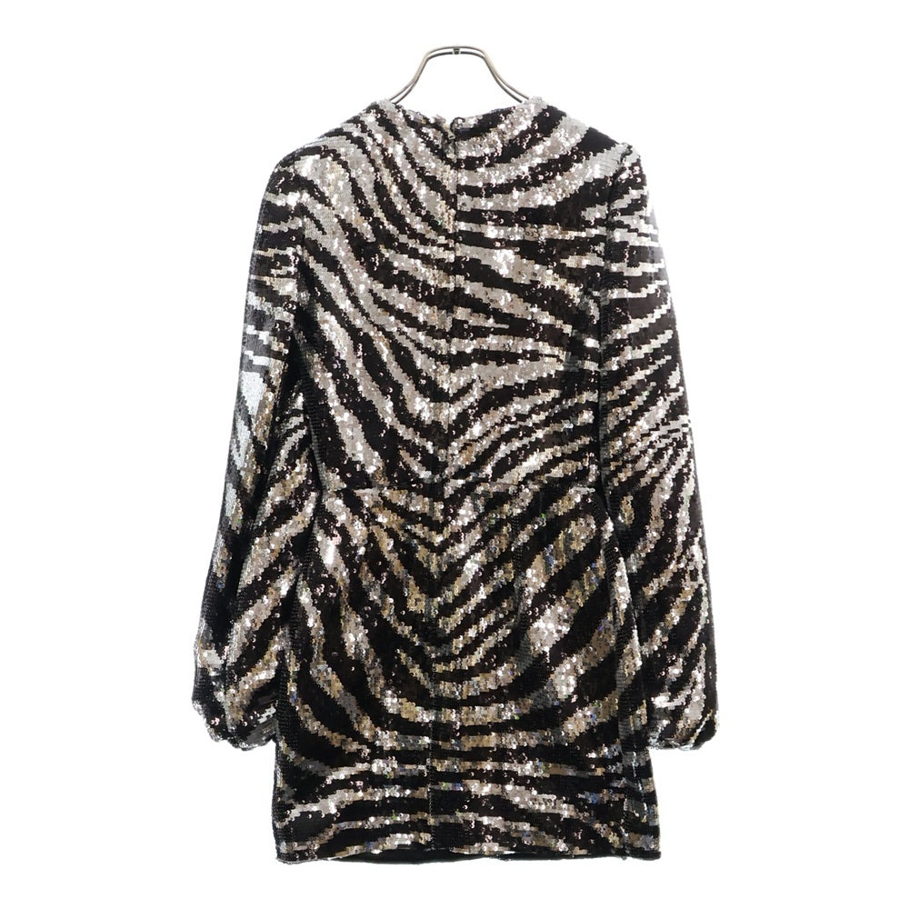 DOLCE & GABBANA(ドルチェアンドガッバーナ) オールスパンコール レディース バックジップ ワンピース シルバー/ブラック F8AFQT