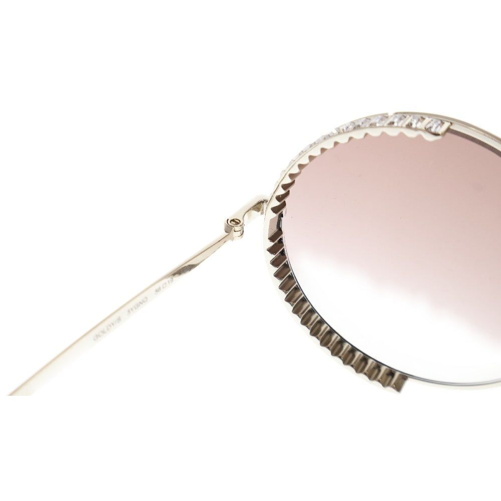 JIMMY CHOO(ジミーチュウ) フレームラインストーン レディース ラウンド サングラス シルバー/ブラウン 3YGNQ