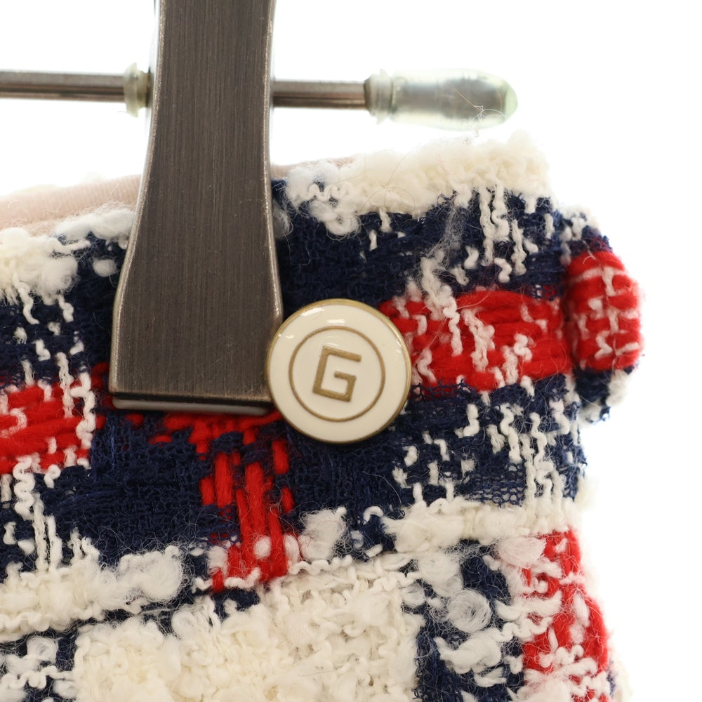 GUCCI(グッチ) 21AW チェック総柄 ツイード レディース スカート ホワイト/レッド/ネイビー 657877