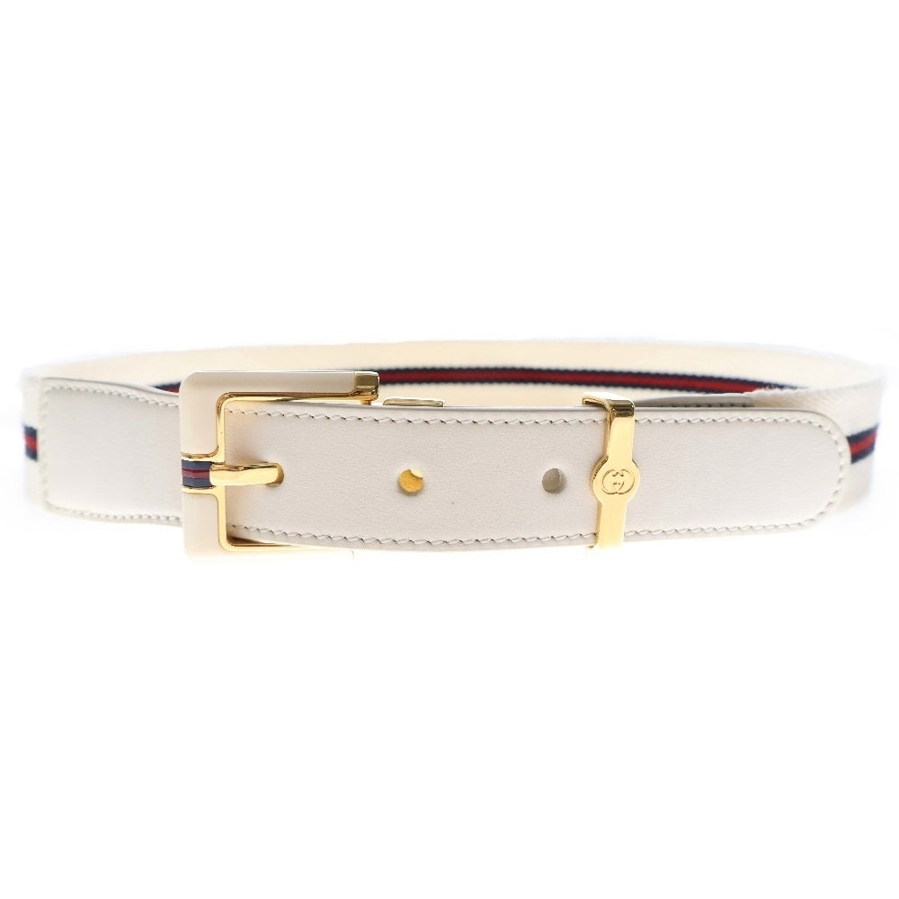 GUCCI(グッチ) GG刻印ベルトストラップ レーヨン ウール レディースベルト ホワイト/レッド/ネイビー 670292