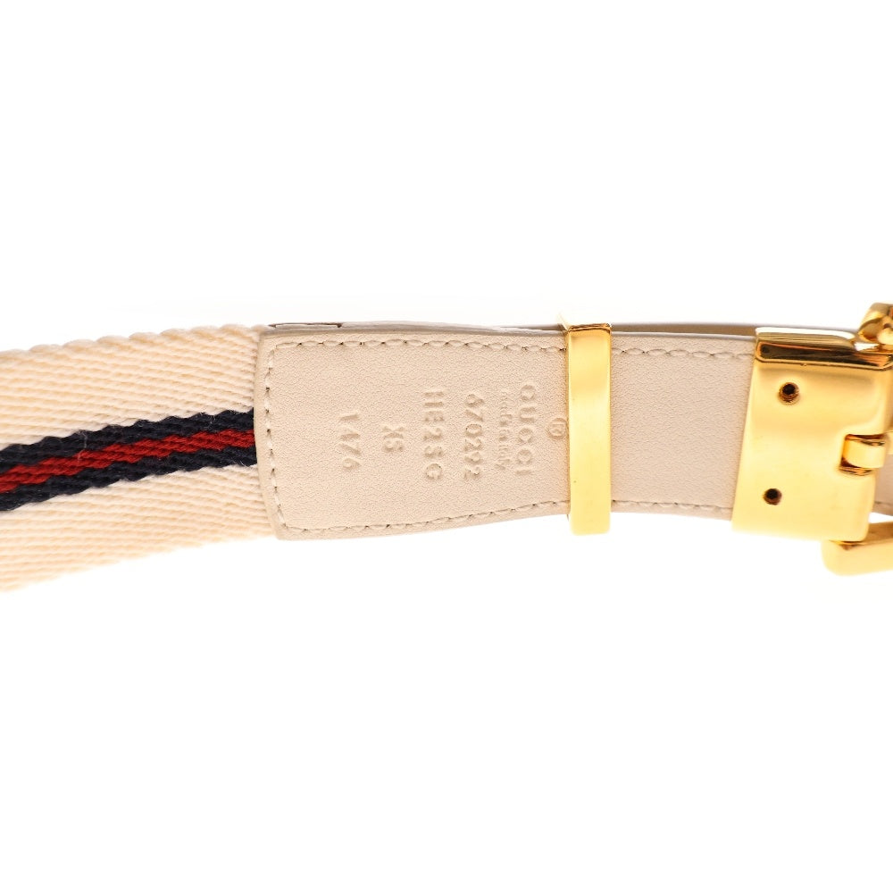 GUCCI(グッチ) GG刻印ベルトストラップ レーヨン ウール レディースベルト ホワイト/レッド/ネイビー 670292