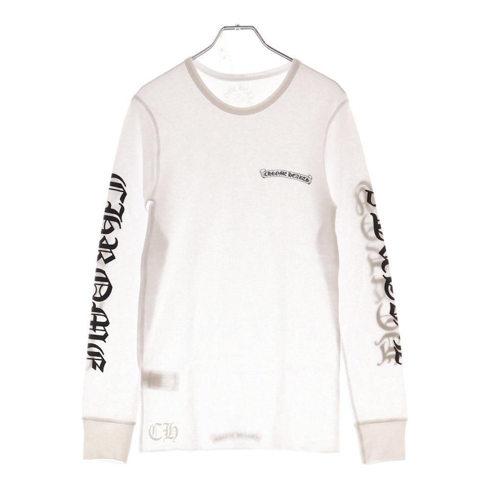 CHROME HEARTS(クロムハーツ) Thermal L S 袖ロゴプリントサーマル長袖カットソー ホワイト