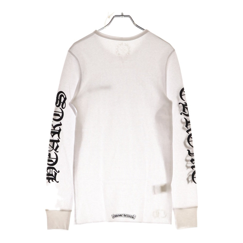CHROME HEARTS(クロムハーツ) Thermal L S 袖ロゴプリントサーマル長袖カットソー ホワイト