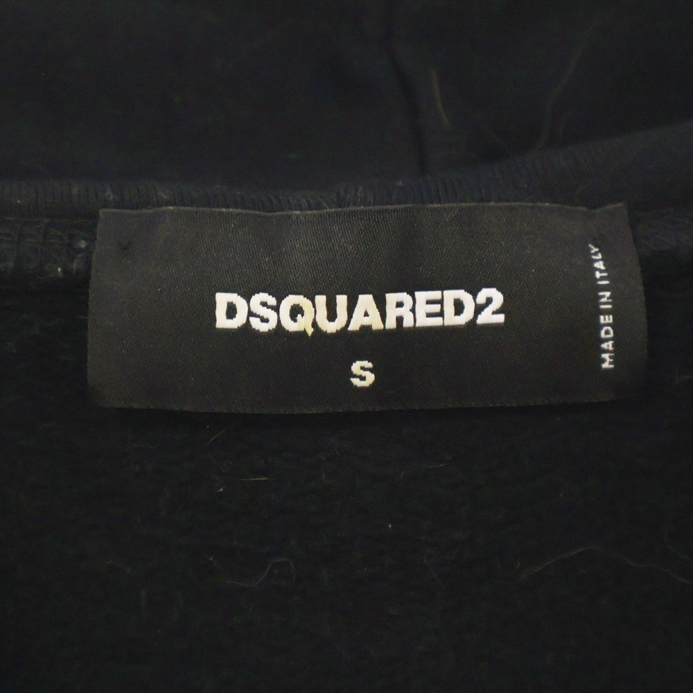 DSQUARED2(ディースクエアード) 22AW Mini ICON Zip Hoodie フロントロゴプリント ジップアップパーカー ブラック S79HG0007 S25516