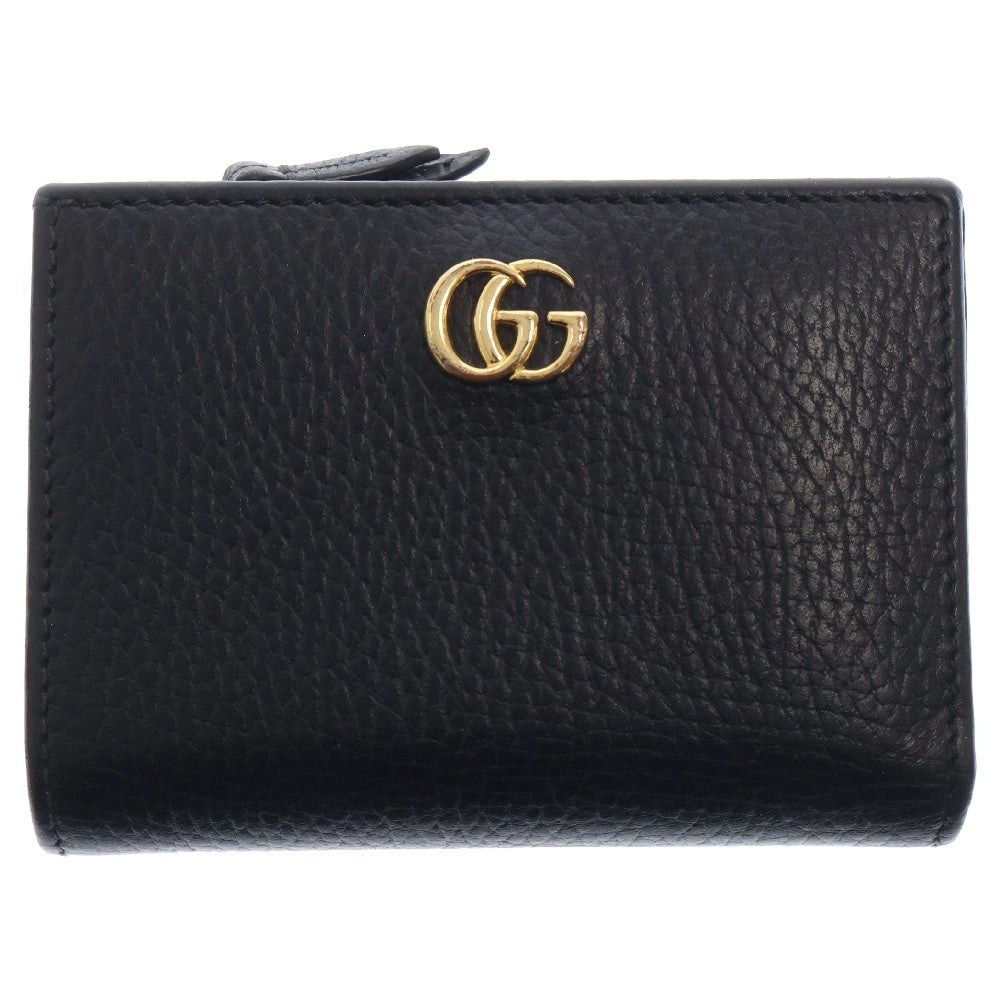 GUCCI(グッチ) GGマーモント レザー 二つ折り財布 ウォレット ブラック 772738
