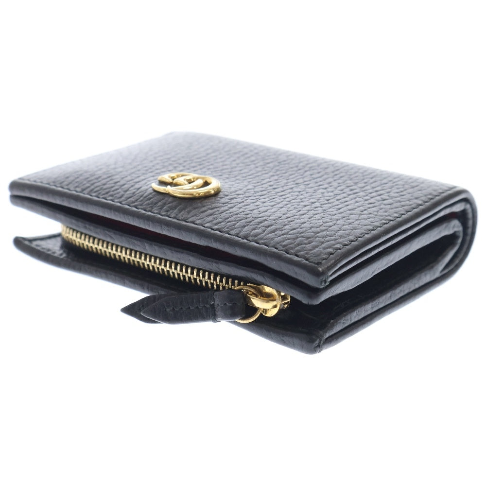 GUCCI(グッチ) GGマーモント レザー 二つ折り財布 ウォレット ブラック 772738