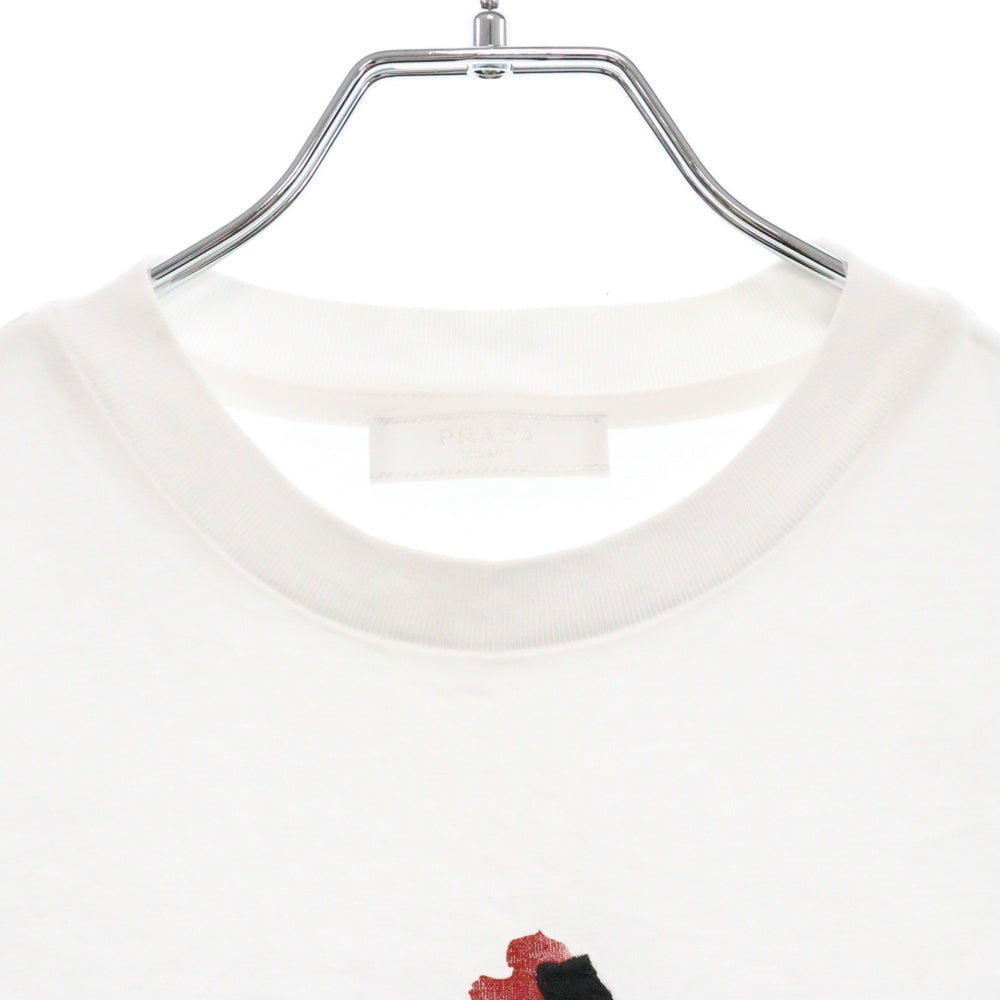 PRADA(プラダ) 18SS ロゴエンブロイダリー Tシャツ 半袖カットソー ホワイト UJN555 R182 1TE4