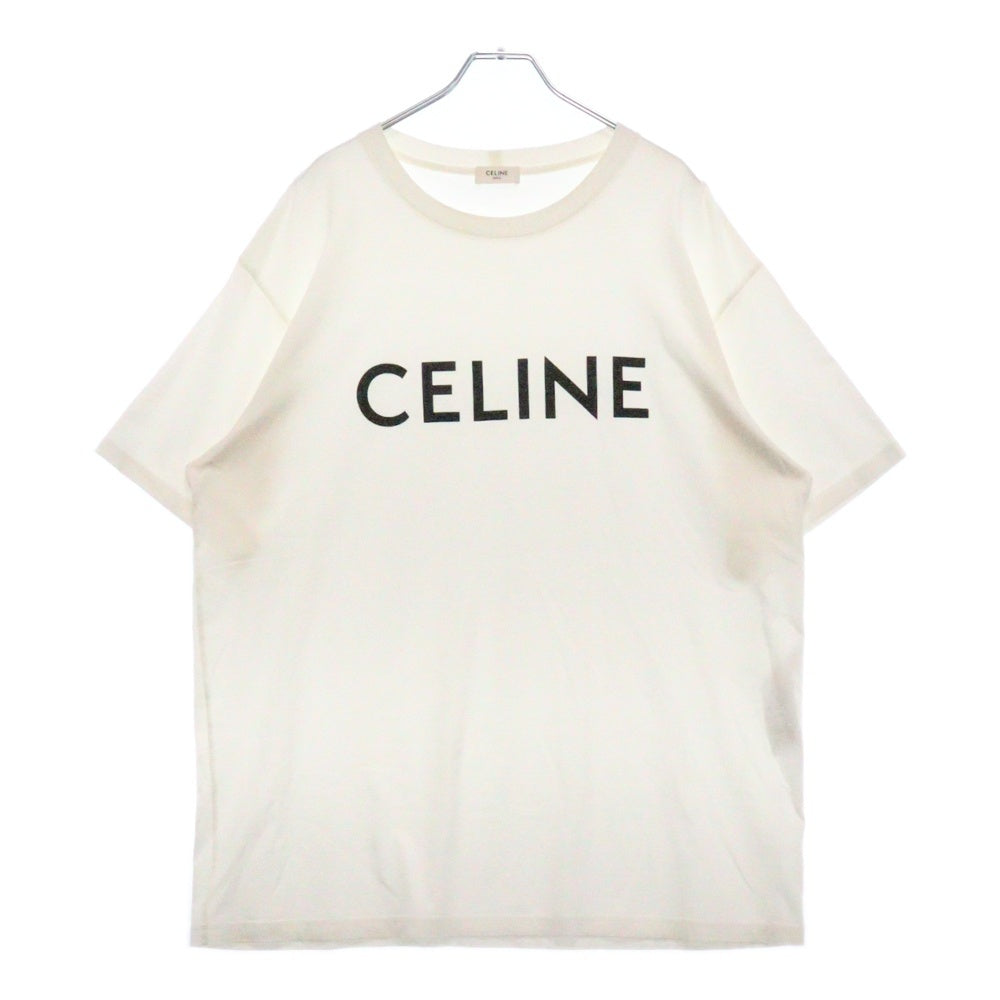 CELINE(セリーヌ) エディ期 コットン ジャージーロゴプリント クルーネック 半袖Tシャツ ホワイト 2X681671Q