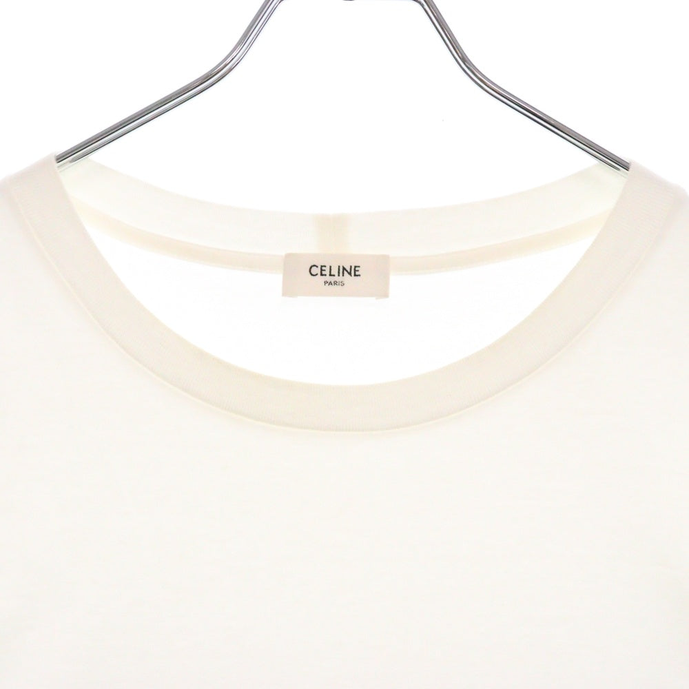 CELINE(セリーヌ) エディ期 コットン ジャージーロゴプリント クルーネック 半袖Tシャツ ホワイト 2X681671Q