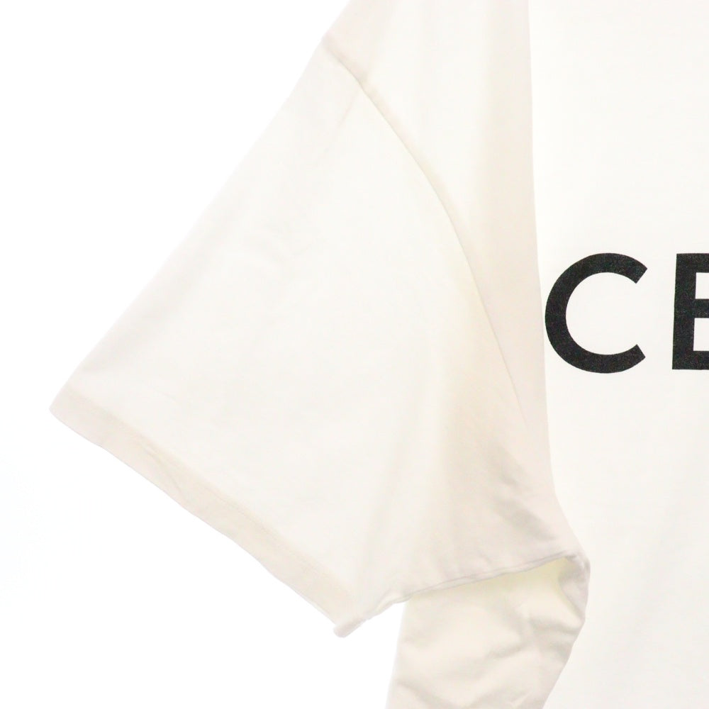 CELINE(セリーヌ) エディ期 コットン ジャージーロゴプリント クルーネック 半袖Tシャツ ホワイト 2X681671Q