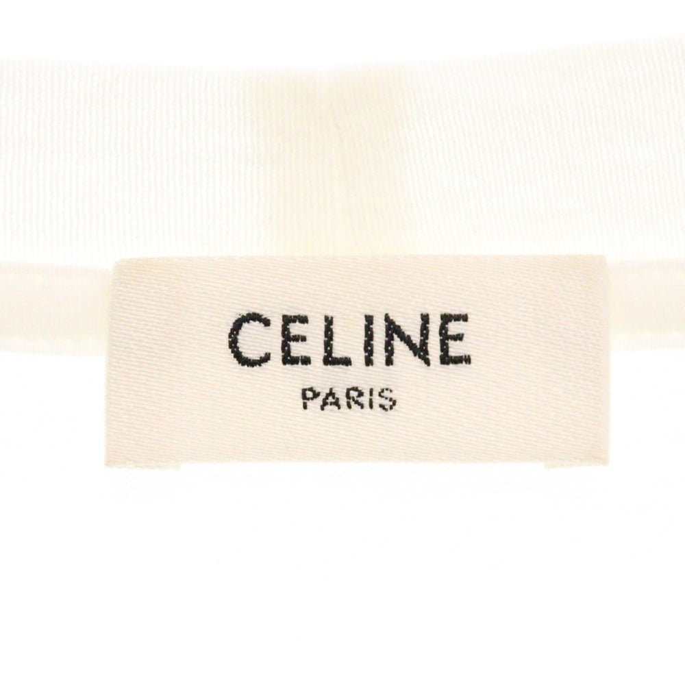 CELINE(セリーヌ) エディ期 コットン ジャージーロゴプリント クルーネック 半袖Tシャツ ホワイト 2X681671Q