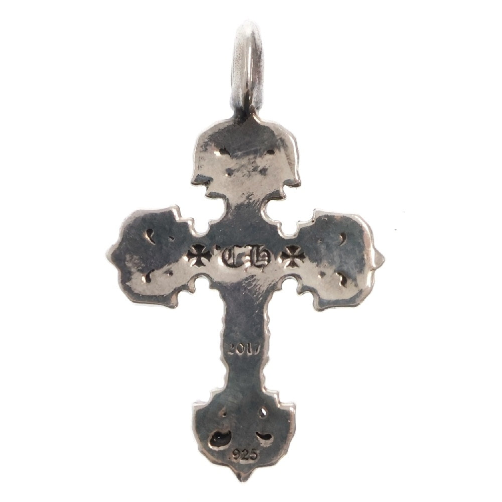 CHROME HEARTS(クロムハーツ) CHARM FILIGREE TINY A/DMND タイニーフィリグリークロス アフターPAVEダイヤ チャーム シルバーネックレストップ