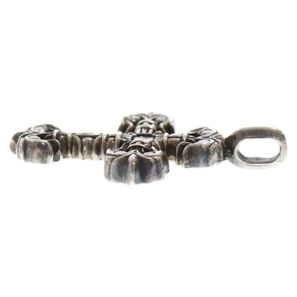 CHROME HEARTS(クロムハーツ) CHARM FILIGREE TINY A/DMND タイニーフィリグリークロス アフターPAVEダイヤ チャーム シルバーネックレストップ