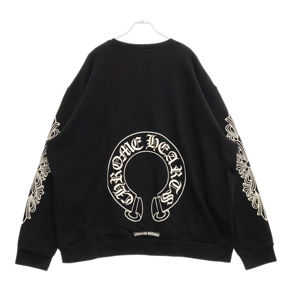 CHROME HEARTS(クロムハーツ) Horseshoe L/S Sweatshirt ホースシュープリント 袖フローラル スウェット ブラック