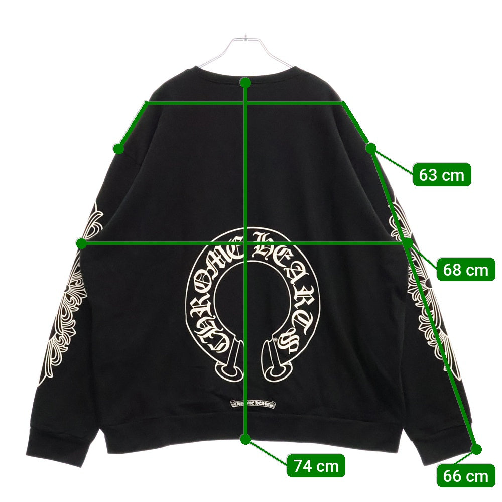 CHROME HEARTS(クロムハーツ) Horseshoe L/S Sweatshirt ホースシュープリント 袖フローラル スウェット ブラック