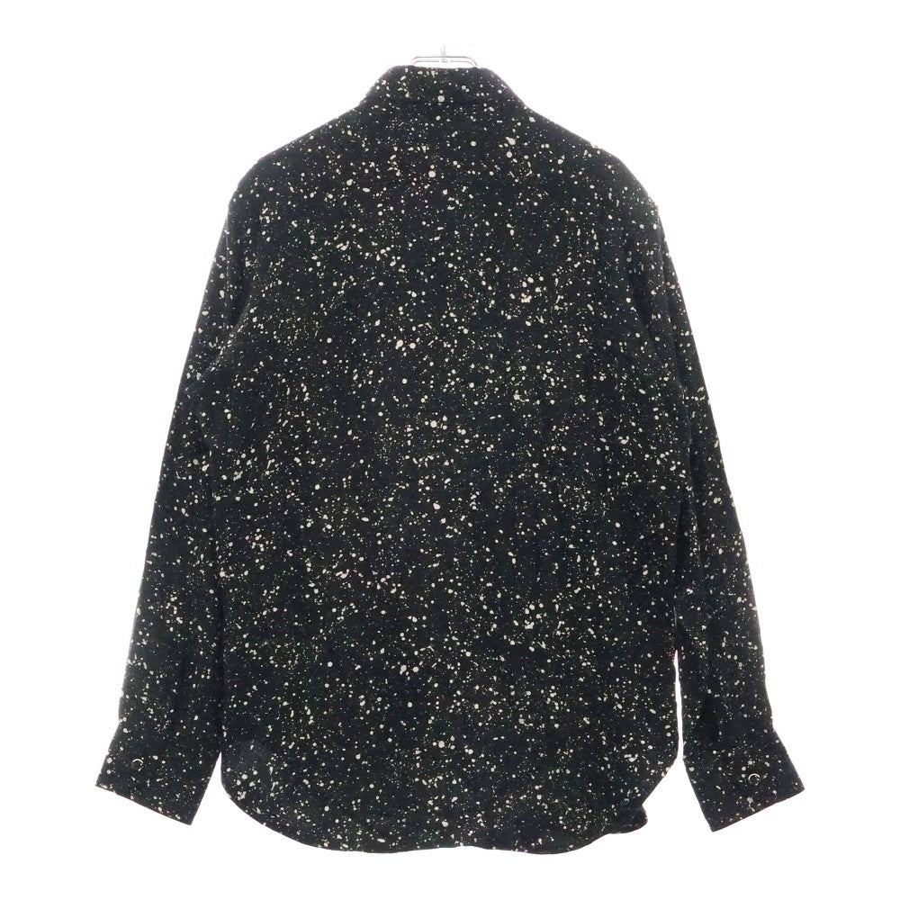 SAINT LAURENT PARIS(サンローランパリ) 15AW エディ期 スプラッターレーヨン 総柄 レーヨン 長袖シャツ ブラック 376954 Y891J