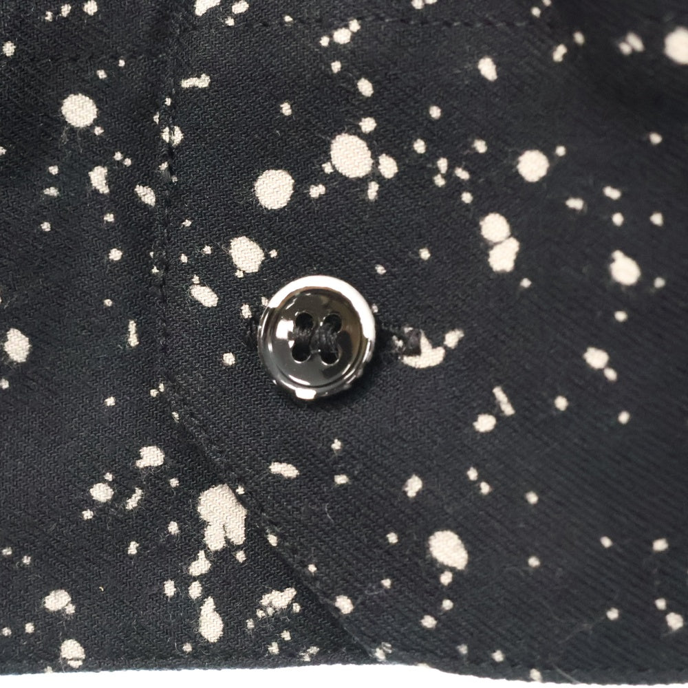 SAINT LAURENT PARIS(サンローランパリ) 15AW エディ期 スプラッターレーヨン 総柄 レーヨン 長袖シャツ ブラック 376954 Y891J
