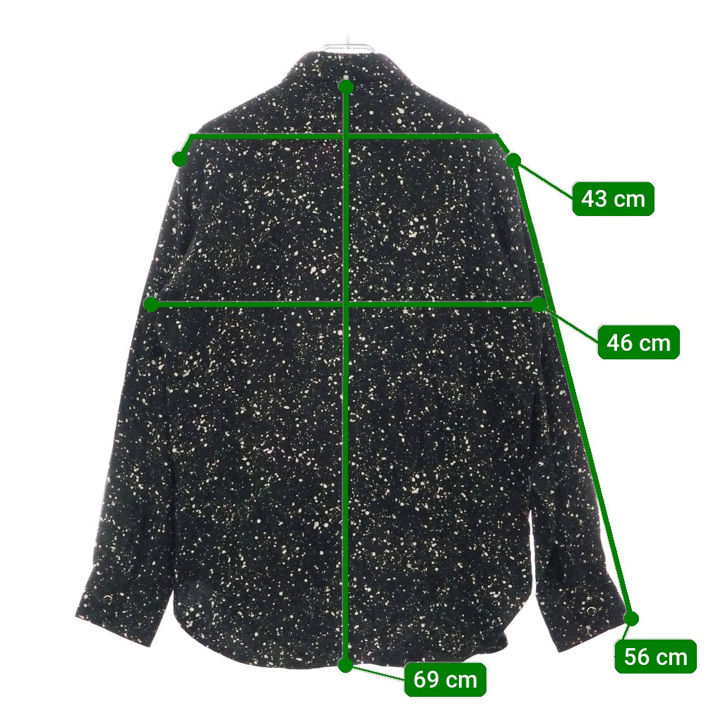 SAINT LAURENT PARIS(サンローランパリ) 15AW エディ期 スプラッターレーヨン 総柄 レーヨン 長袖シャツ ブラック 376954 Y891J