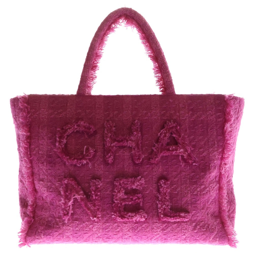 CHANEL(シャネル) ツイード ロゴワッペン ショッピングトートバッグ ピンク AS0976