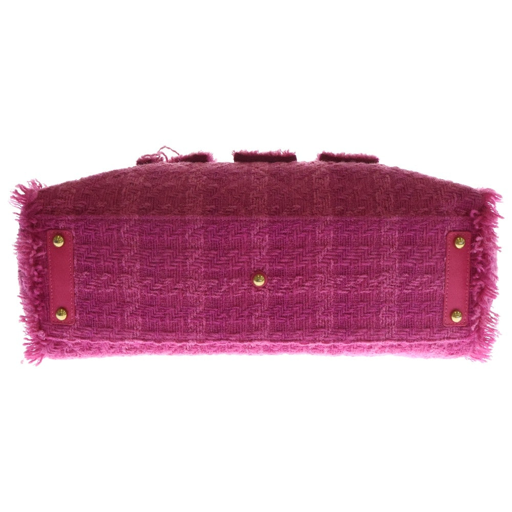 CHANEL(シャネル) ツイード ロゴワッペン ショッピングトートバッグ ピンク AS0976