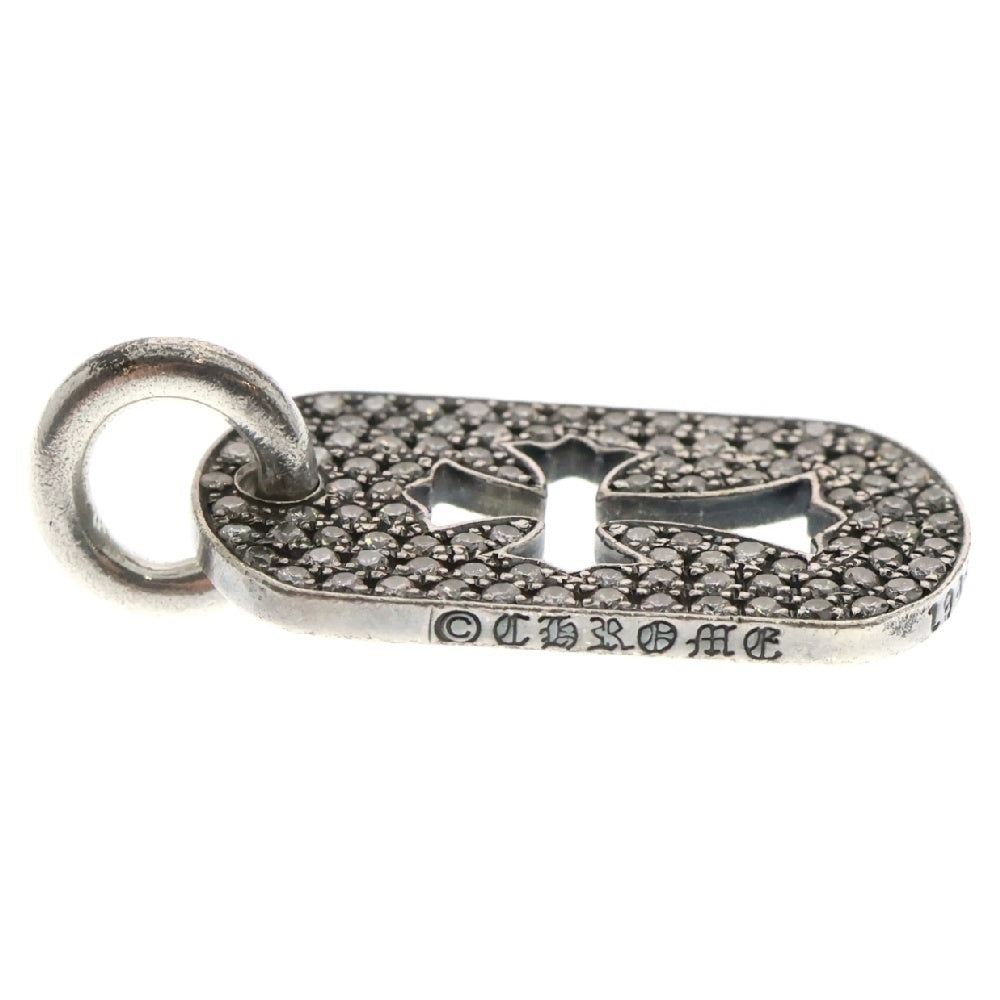 CHROME HEARTS(クロムハーツ) D TAG SML CO CRS P D ドッグタグ スモール カットアウト クロス パヴェダイヤ ネックレストップ シルバー