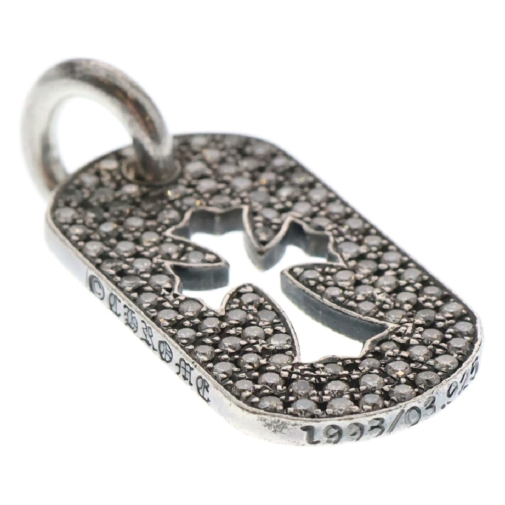 CHROME HEARTS(クロムハーツ) D TAG SML CO CRS P D ドッグタグ スモール カットアウト クロス パヴェダイヤ ネックレストップ シルバー