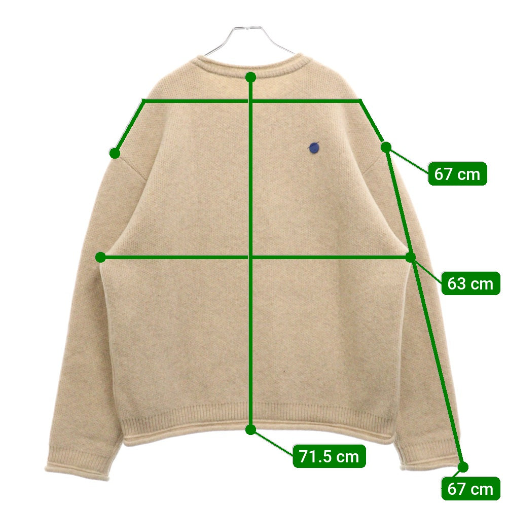 ADER ERROR(アーダーエラー) 22AW Logo Knit ロゴ刺繍 オーバーサイズ クルーネック ニット スウェット ベージュ BLAFWLK15IV2
