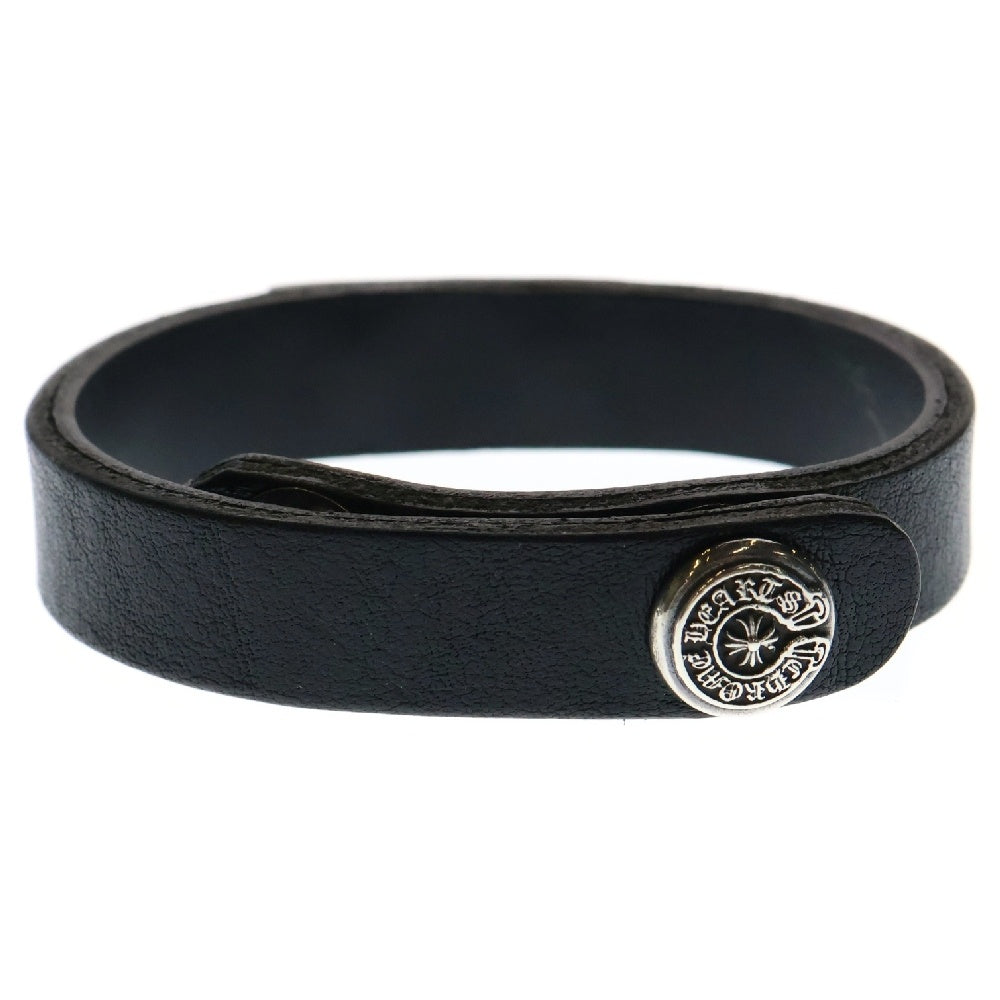 CHROME HEARTS(クロムハーツ) CUFF PLATE DAGGER カフプレートダガー レザーブレスレット ブラック 韓国購入レシート付