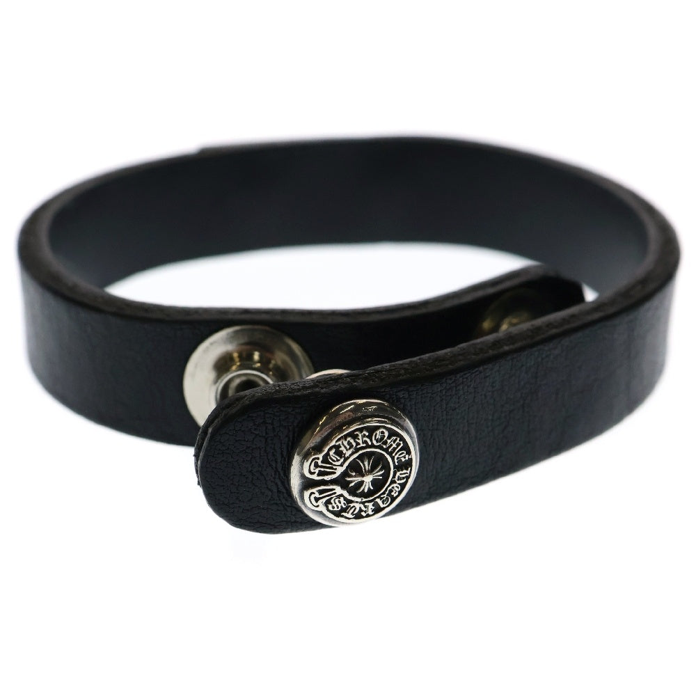 CHROME HEARTS(クロムハーツ) CUFF PLATE DAGGER カフプレートダガー レザーブレスレット ブラック 韓国購入レシート付