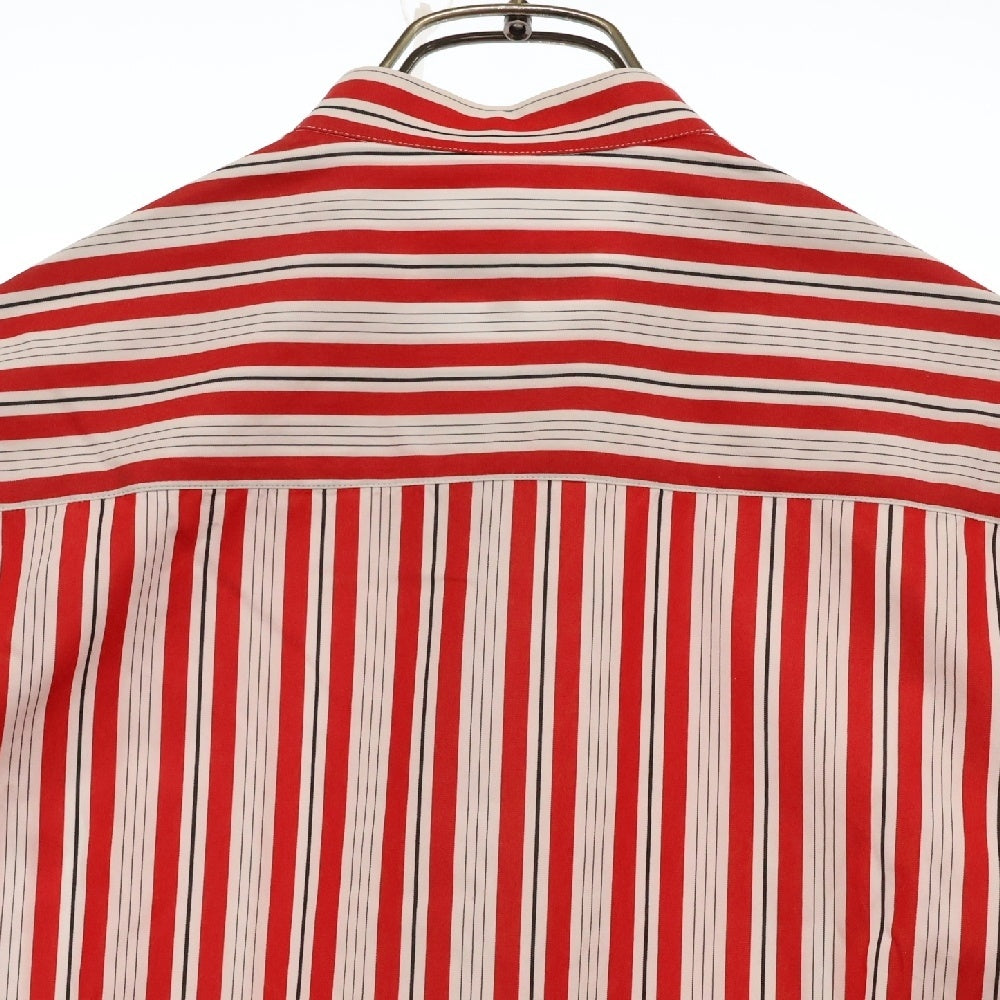 JIL SANDER(ジルサンダー) 18SS ノーカラーストライプ 長袖シャツ レッド/ホワイト JSUN741026 MN244310