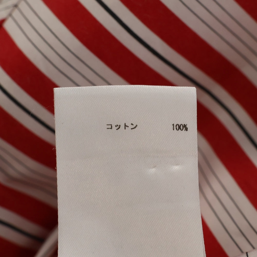 JIL SANDER(ジルサンダー) 18SS ノーカラーストライプ 長袖シャツ レッド/ホワイト JSUN741026 MN244310
