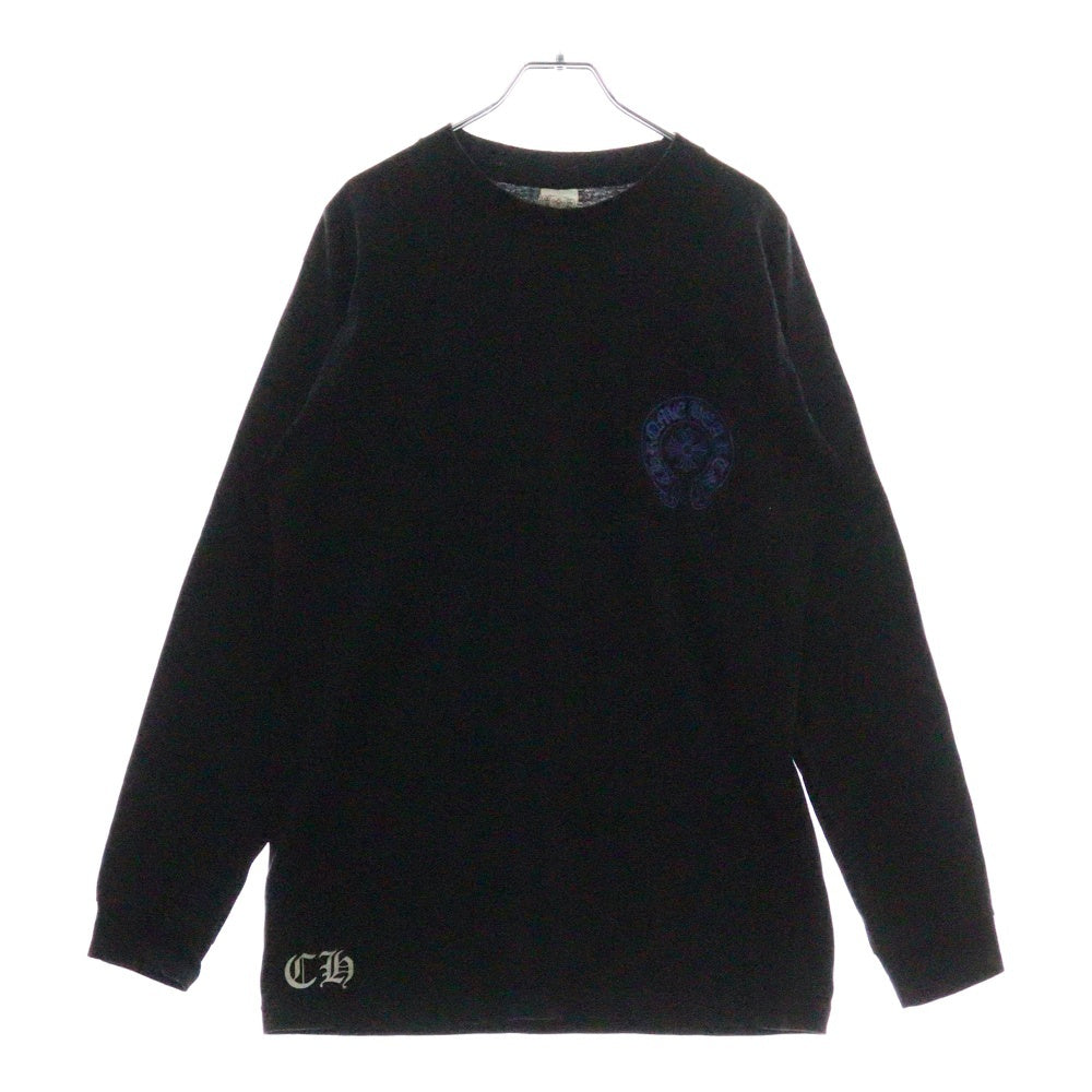 CHROME HEARTS(クロムハーツ) OLD CH PLUS オールド ポケット付き バックCHプラスプリント 長袖Tシャツ ロングスリーブカットソー ブラック