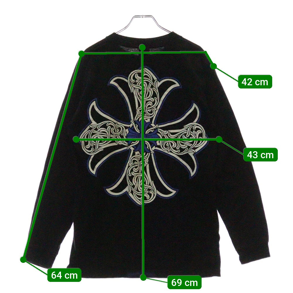 CHROME HEARTS(クロムハーツ) OLD CH PLUS オールド ポケット付き バックCHプラスプリント 長袖Tシャツ ロングスリーブカットソー ブラック