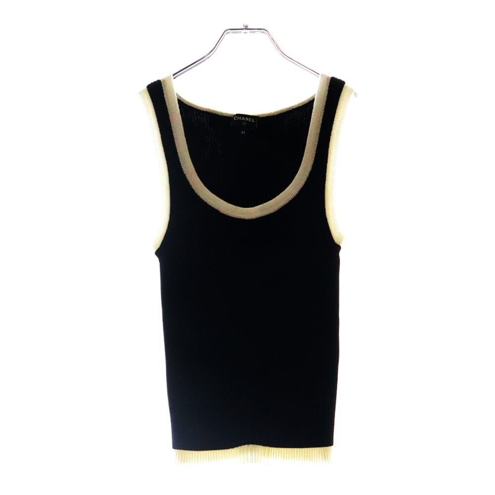 CHANEL(シャネル) 25SS ココマークパンチング バックロゴモチーフ金具付き リブタンクトップ レディース ブラック/ホワイト P78636K