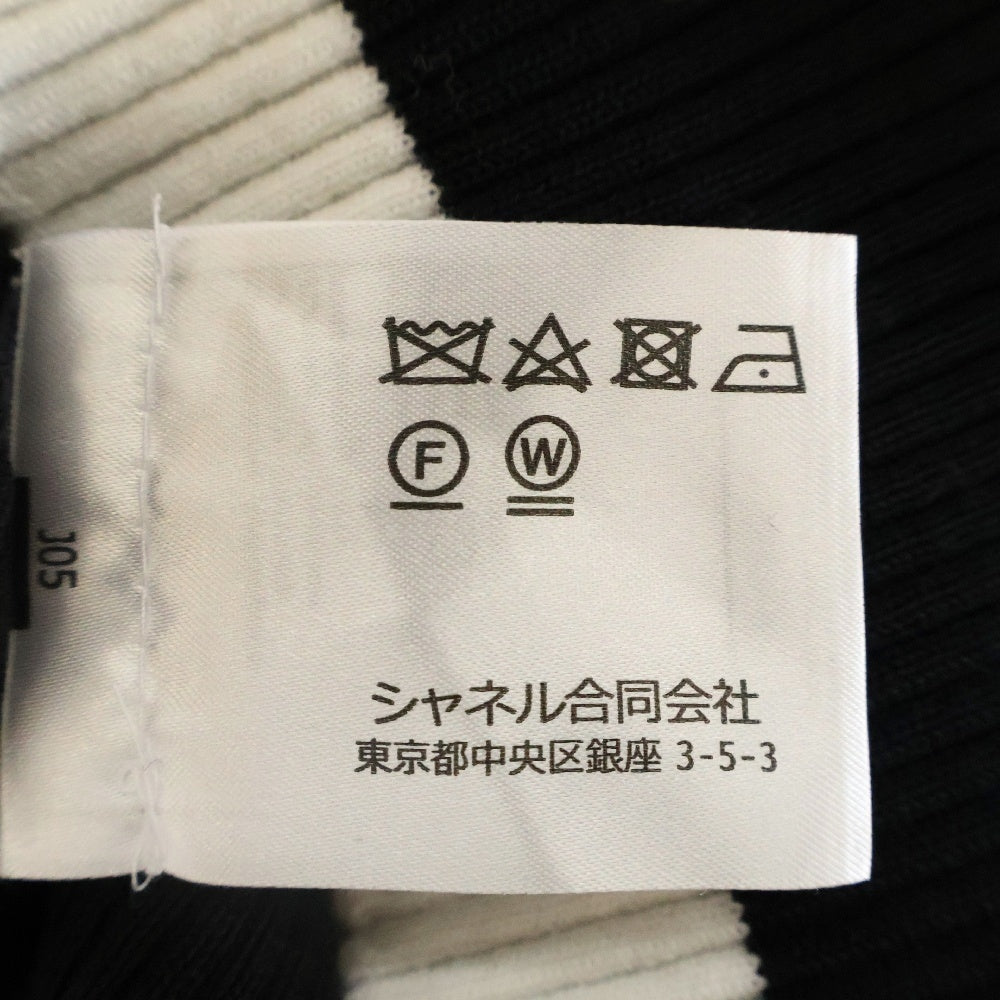CHANEL(シャネル) 25SS ココマークパンチング バックロゴモチーフ金具付き リブタンクトップ レディース ブラック/ホワイト P78636K