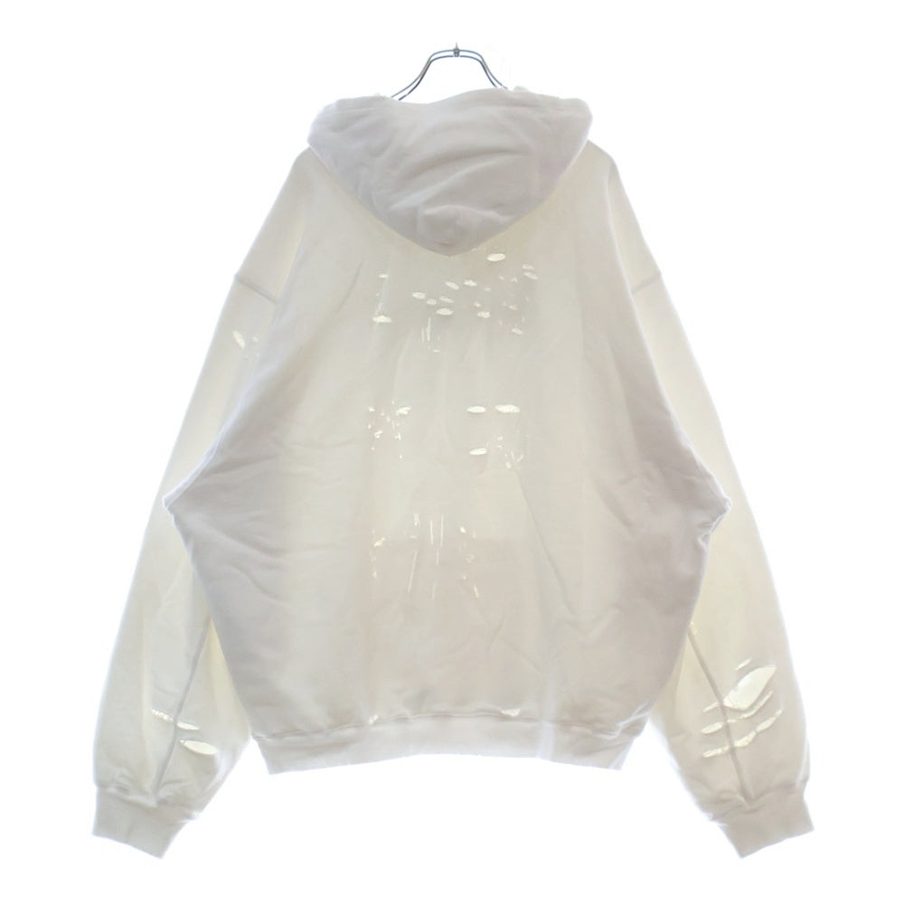BALENCIAGA(バレンシアガ) 21SS Caps Destroyed Hoodie キャップス デストロイド フーディ プルオーバーパーカー ダメージ加工 ホワイト 659403 TKVB6