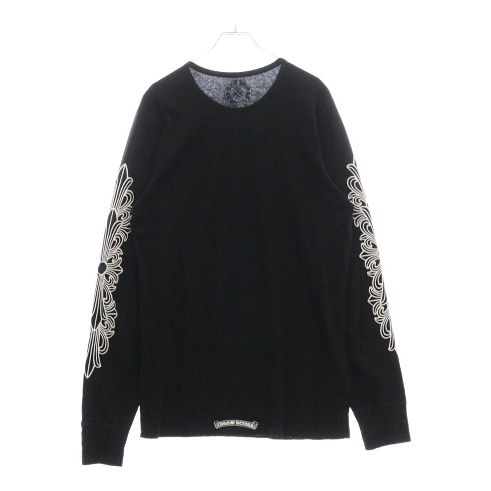CHROME HEARTS(クロムハーツ) FLRL CRS Horseshoe Thermal L/S TEE フローラルクロス ホースシュー サーマル クルーネック長袖Tシャツカットソー ロングスリーブ ロンT ブラ