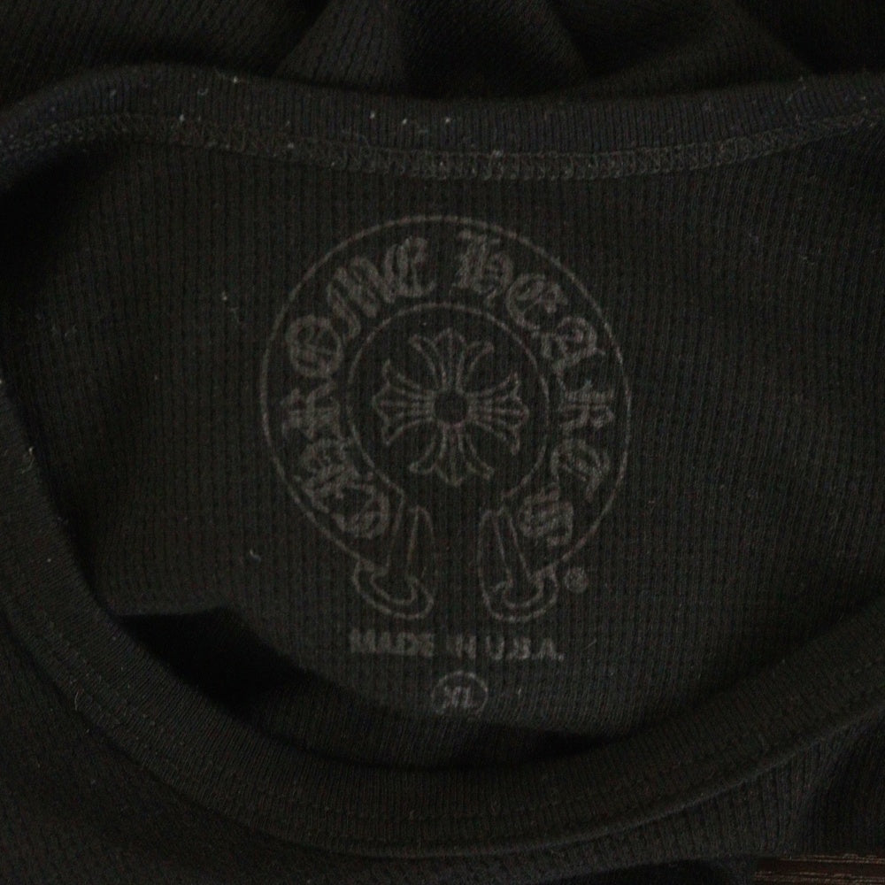 CHROME HEARTS(クロムハーツ) FLRL CRS Horseshoe Thermal L/S TEE フローラルクロス ホースシュー サーマル クルーネック長袖Tシャツカットソー ロングスリーブ ロンT ブラ