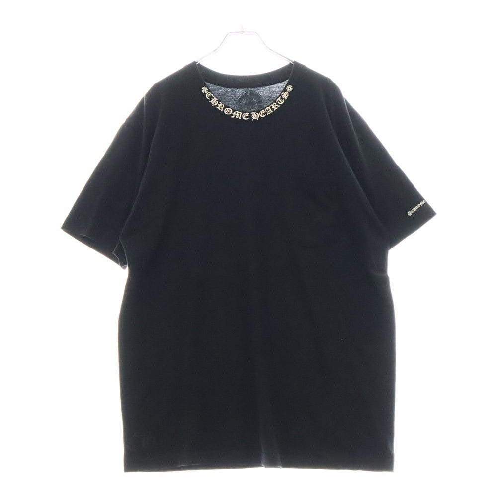 CHROME HEARTS(クロムハーツ) CH T-SHRT 1 ネックロゴプリント クルーネック半袖Tシャツ ブラック