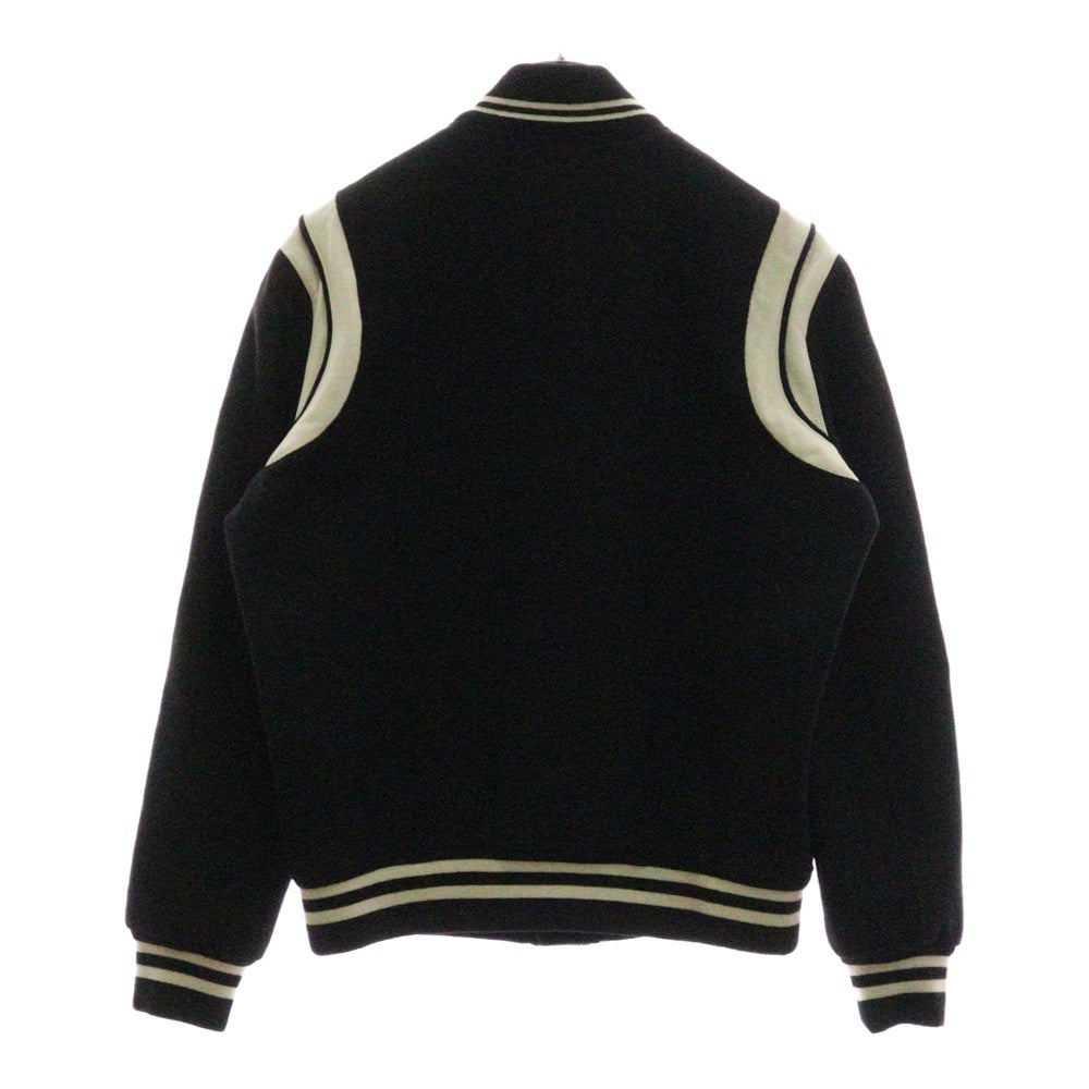 SAINT LAURENT PARIS(サンローランパリ) TEDDY JACKET テディジャケット レザートリムウールスタジアムジャンパー ブラック 354718 Y180W
