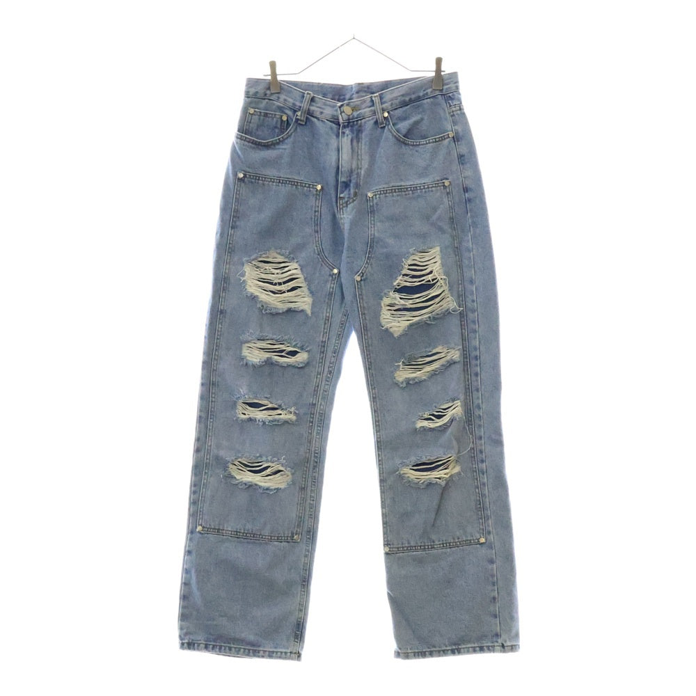 OY(オーワイ) DESTROYED PANEL PANTS ダメージ加工 パネル デニムパンツ インディゴ