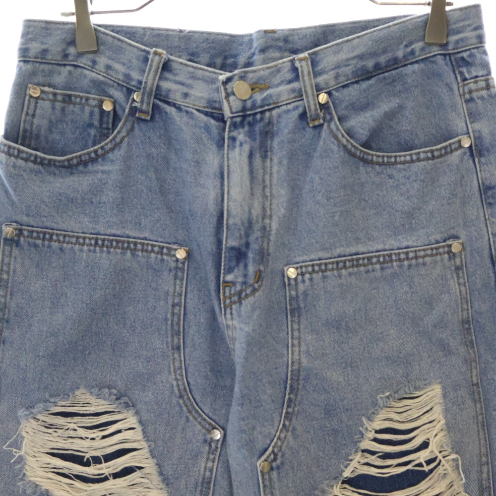OY(オーワイ) DESTROYED PANEL PANTS ダメージ加工 パネル デニムパンツ インディゴ