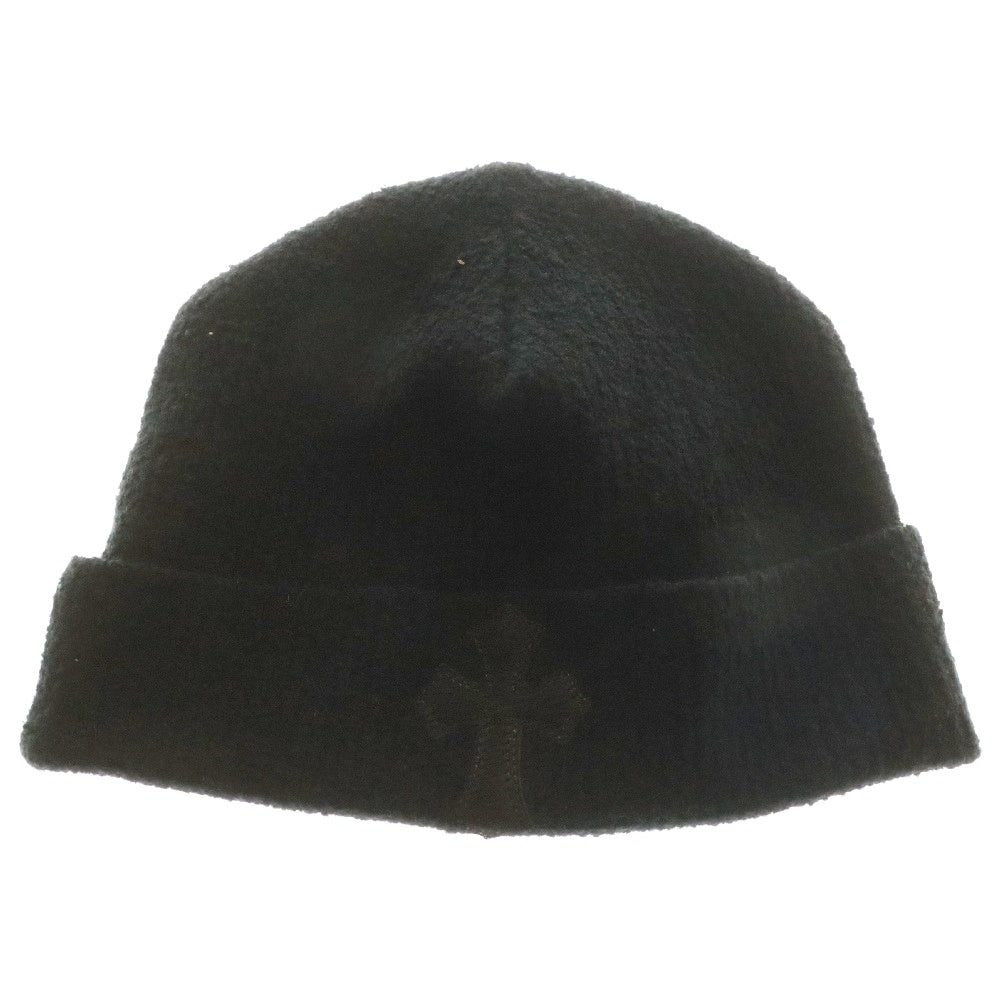 CHROME HEARTS(クロムハーツ) BADDA BING ハラコ クロスパッチ ビーニー ブラック