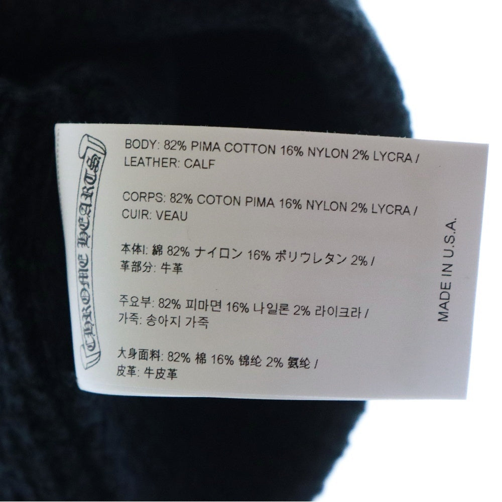 CHROME HEARTS(クロムハーツ) BADDA BING ハラコ クロスパッチ ビーニー ブラック