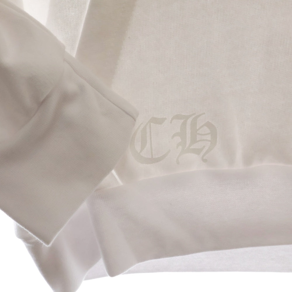 CHROME HEARTS(クロムハーツ) SWTSHRT PLVR バックホースシュー袖フローラルクロスプルオーバーパーカー ホワイト