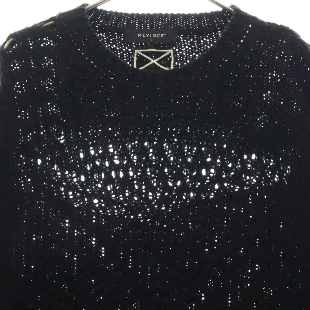 MLVINCE(メルヴィンス) DESTROY KNIT デストロイ加工 クルーネック 長袖ニット ブラック