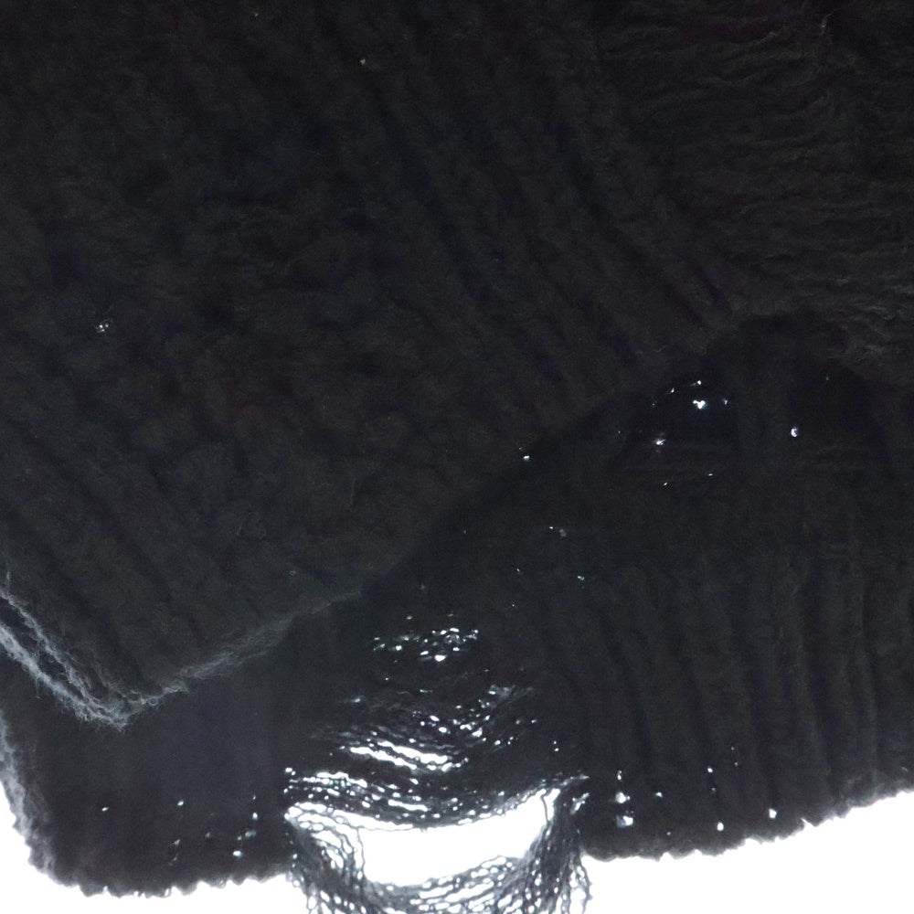 MLVINCE(メルヴィンス) DESTROY KNIT デストロイ加工 クルーネック 長袖ニット ブラック