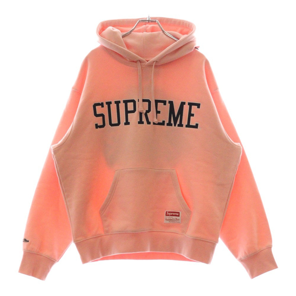 SUPREME(シュプリーム) 24AW ×Mitchell & Ness NCAA Hooded Sweatshirt ミッシェルアンドネス ワッペン付き プルオーバーパーカー ピンク